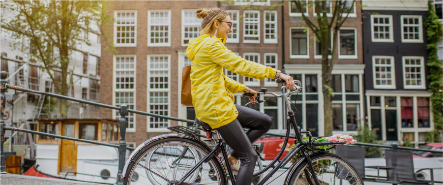 woman riding bicycle